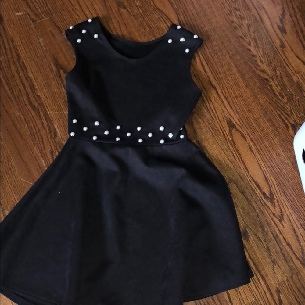 Black pearl studded dress